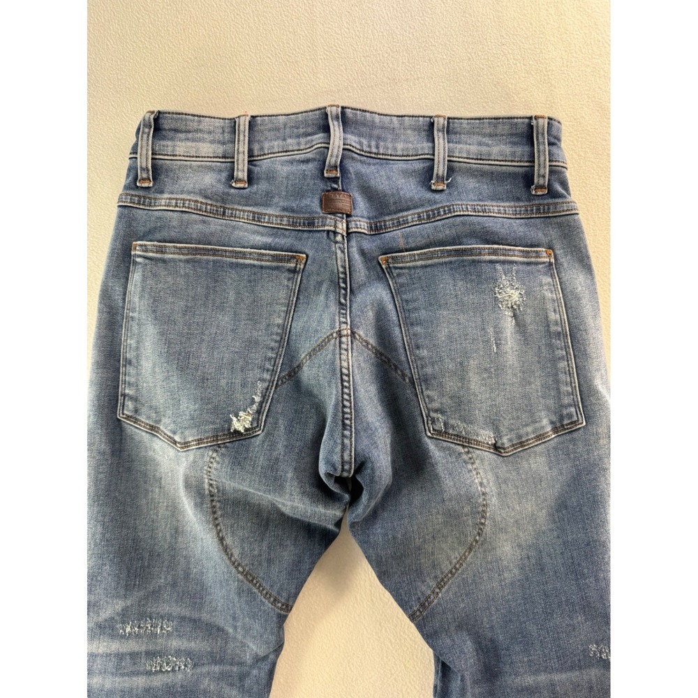 G-Star Raw Men's 5620 3D Zip Knee Skinny Jeans Faded Blue Distressed Denim 30x30 - Picture 4 of 16
